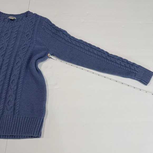 LL Bean Blue Double L Mixed Cable Crew Neck Pullover Sweater Size MEDIUM - Picture 9 of 11